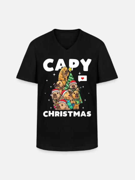 Capybara Christmas Funny - Men's V-Neck T-Shirt - black
