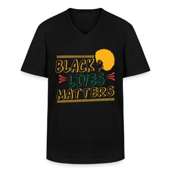 Mélanine Black Lives Matter Black History Nat - T-shirt col V Homme - noir - Devant - AI Model Male 178 dark (178cm)