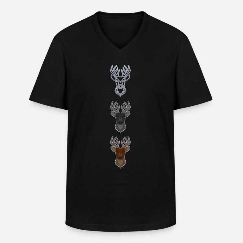 Rothirsch Geweih mit Hirschgeweih - Männer-T-Shirt mit V-Ausschnitt - Schwarz