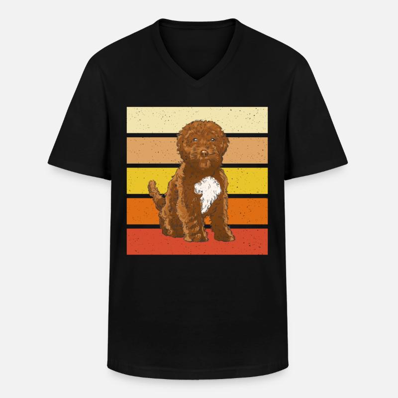 Retro Kleidung für Cockapoo - Männer-T-Shirt mit V-Ausschnitt - Schwarz
