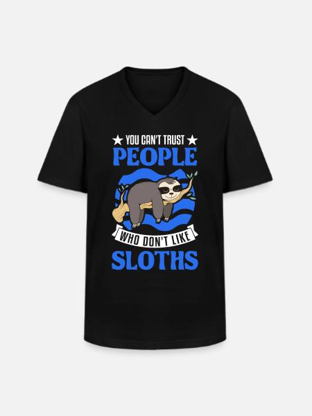 Faultier Liebhaber - Männer-T-Shirt mit V-Ausschnitt - Schwarz