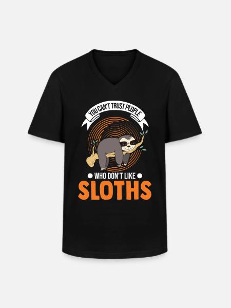 Faultier Liebhaber - Männer-T-Shirt mit V-Ausschnitt - Schwarz