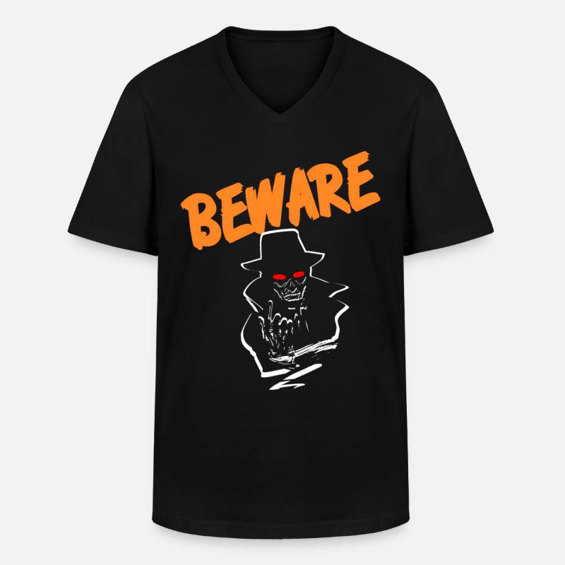 Halloween Beware - Männer-T-Shirt mit V-Ausschnitt - Schwarz
