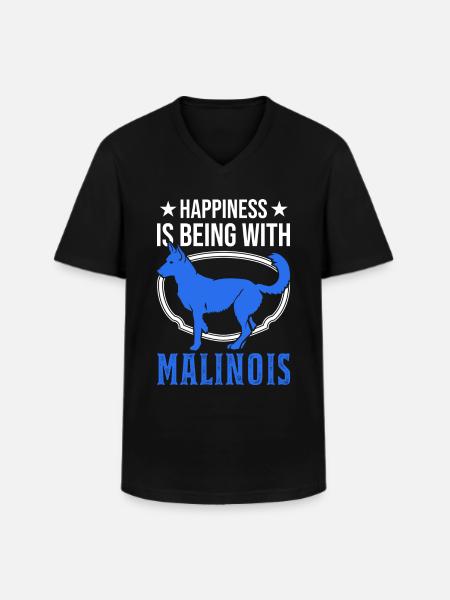 Malinois Bonheur Malines Herder - T-shirt col V Homme - noir