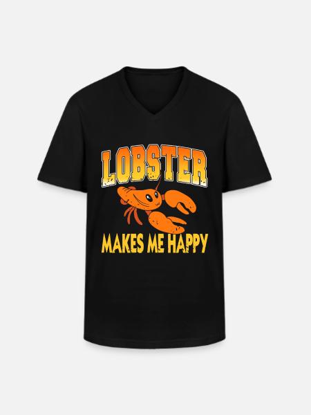 Lobster Makes me happy - Männer-T-Shirt mit V-Ausschnitt - Schwarz
