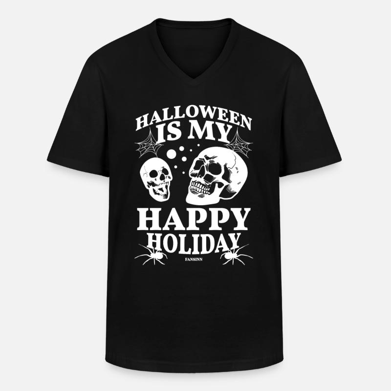 Skelett feiert Halloween - Männer-T-Shirt mit V-Ausschnitt - Schwarz