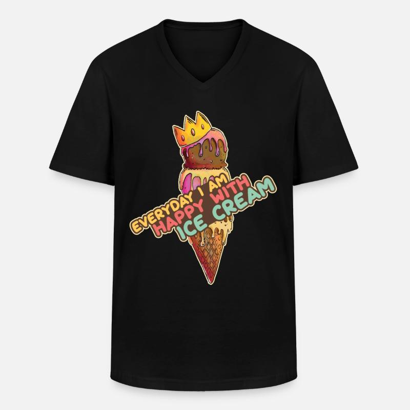 Eiscreme logo Sommer Softeis Geschenkidee - Männer-T-Shirt mit V-Ausschnitt - Schwarz