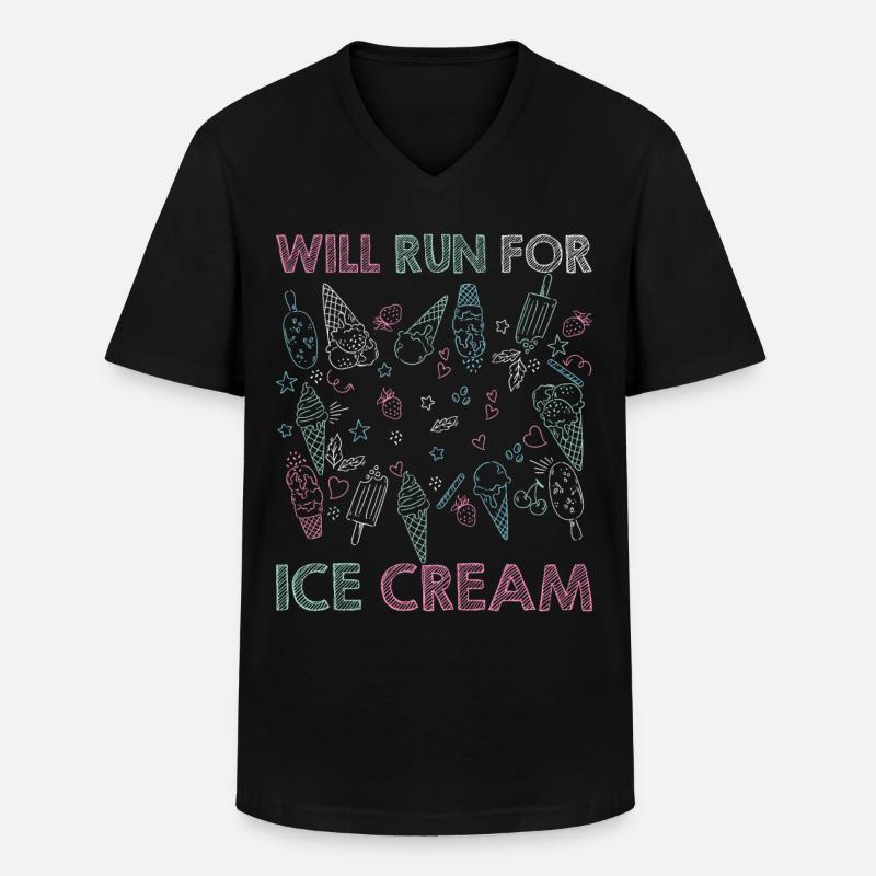 Eiscreme logo Sommer Softeis Geschenkidee - Männer-T-Shirt mit V-Ausschnitt - Schwarz