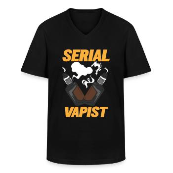 Vaping Serial Vapist E-cigarette - T-shirt col V Homme - noir - Devant - AI Model Male 178 dark (178cm)