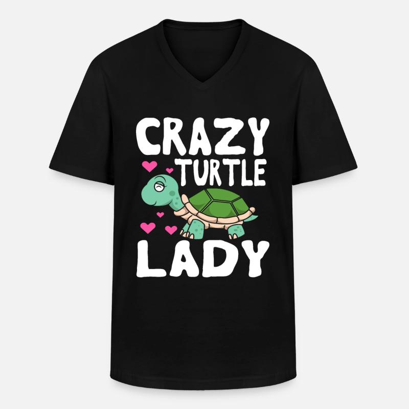 Verrückte Schildkrötendame Schildkrötenmutter - Männer-T-Shirt mit V-Ausschnitt - Schwarz