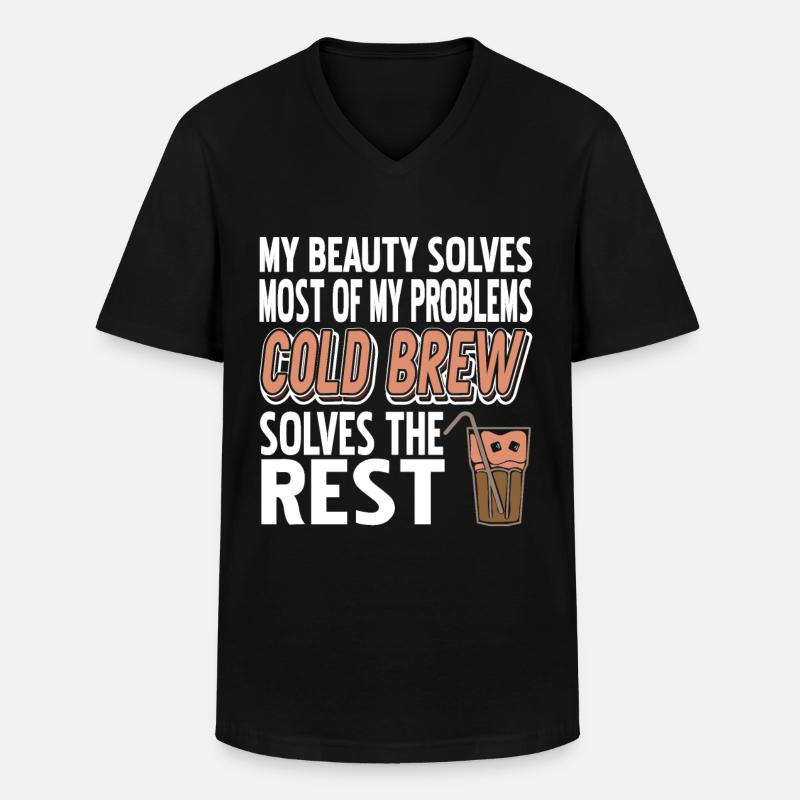 Cold brew solves the rest - Männer-T-Shirt mit V-Ausschnitt - Schwarz