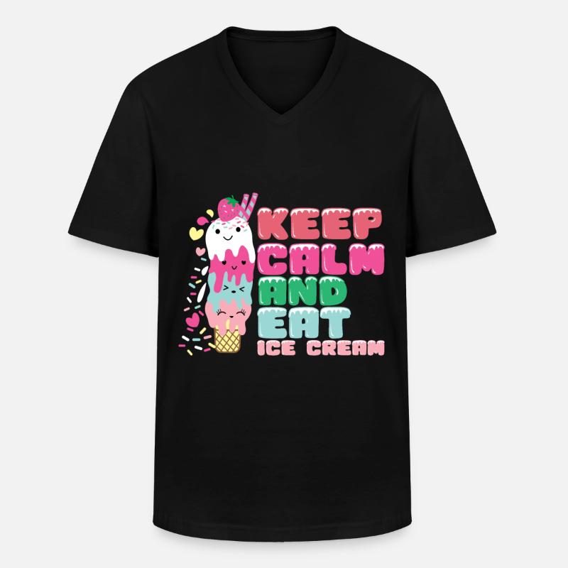 Eiscreme logo Sommer Softeis Geschenkidee - Männer-T-Shirt mit V-Ausschnitt - Schwarz