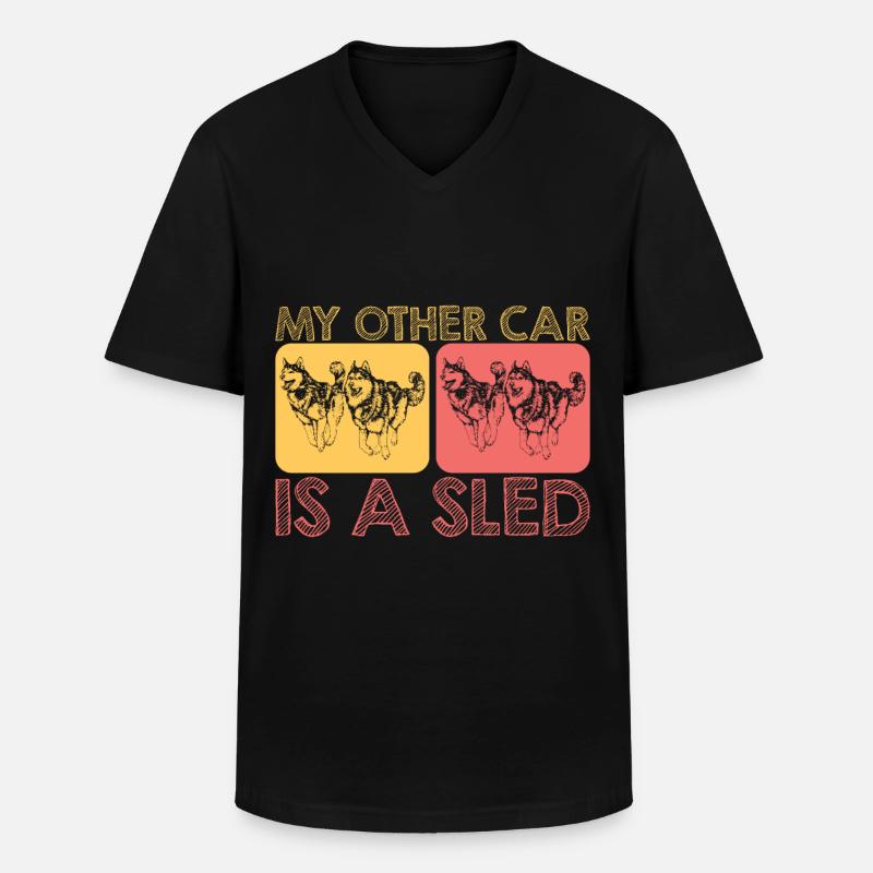 Schlittenhunderennen Schlittenhunde Geschenk - Männer-T-Shirt mit V-Ausschnitt - Schwarz
