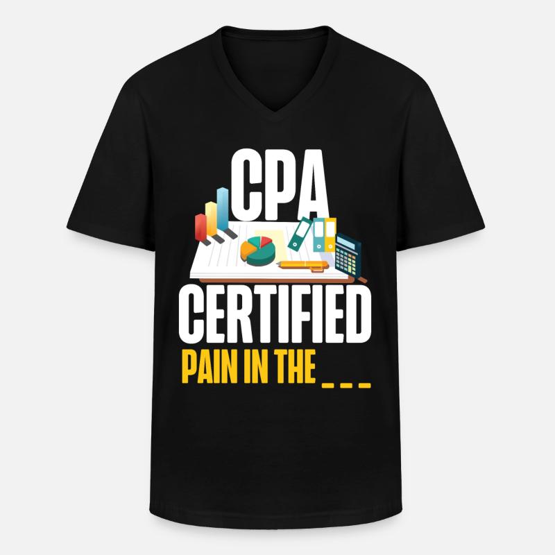 Comptable Comptable Comptable - T-shirt col V Homme - noir