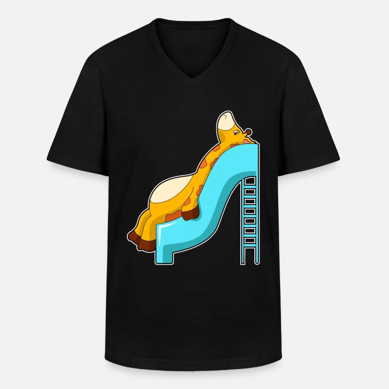 Giraffe Rutsche - Männer-T-Shirt mit V-Ausschnitt - Schwarz