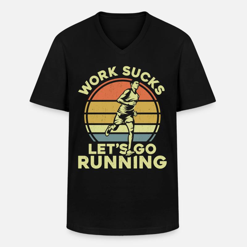 Running Runner Half Marathon - Männer-T-Shirt mit V-Ausschnitt - Schwarz