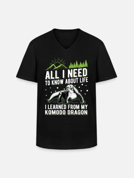 Komodowaran Komododrache Waran - Männer-T-Shirt mit V-Ausschnitt - Schwarz