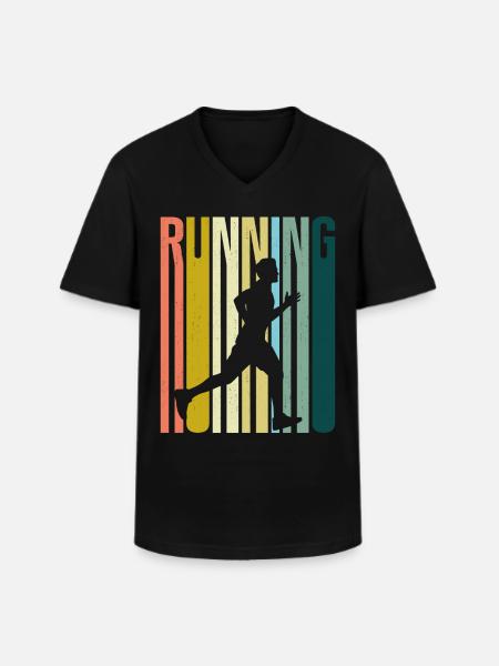 Running Runner Semi-Marathon - T-shirt col V Homme - noir