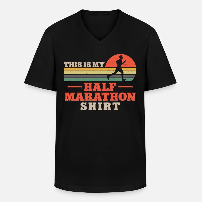 Running Runner Half Marathon - Männer-T-Shirt mit V-Ausschnitt - Schwarz