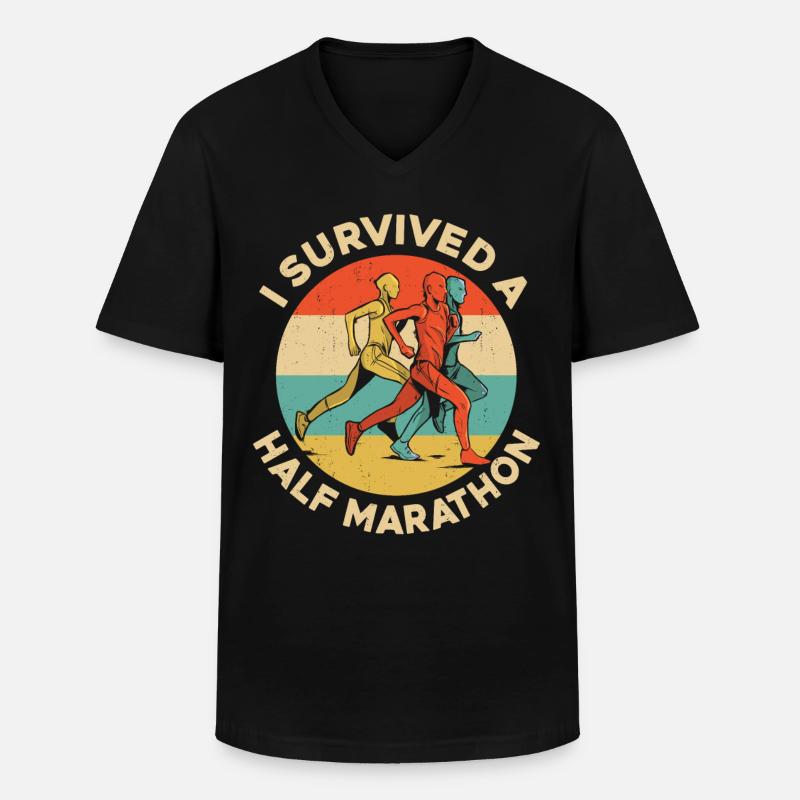 Running Runner Half Marathon - Männer-T-Shirt mit V-Ausschnitt - Schwarz