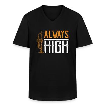 Always high trumpet musician musical instrument - Men's V-Neck T-Shirt - black - Front - AI Model Male 178 dark (178cm)
