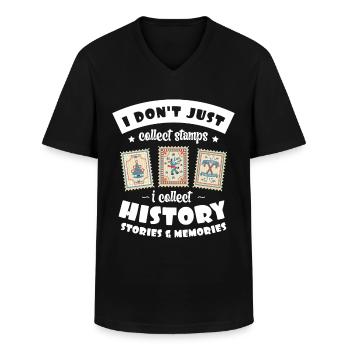 Ich Sammle Nicht Nur Briefmarken, Ich Sammle - Männer-T-Shirt mit V-Ausschnitt - Schwarz - Vorne - AI Model Male 178 dark (178cm)