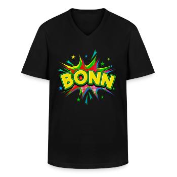 Bonn Allemagne Ville Pop Art Bande dessinée - T-shirt col V Homme - noir - Devant - AI Model Male 178 dark (178cm)