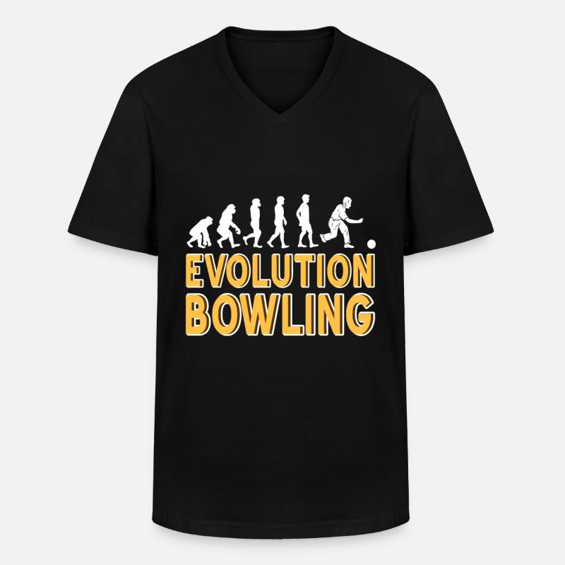 Evolution bowling - T-shirt col V Homme - noir
