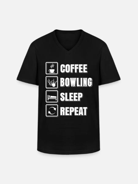 Coffee bowling sleep repeat - Men's V-Neck T-Shirt - black