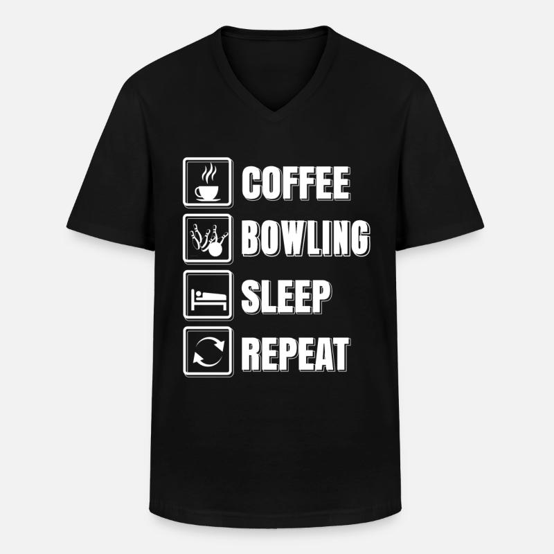 Coffee bowling sleep repeat - Männer-T-Shirt mit V-Ausschnitt - Schwarz
