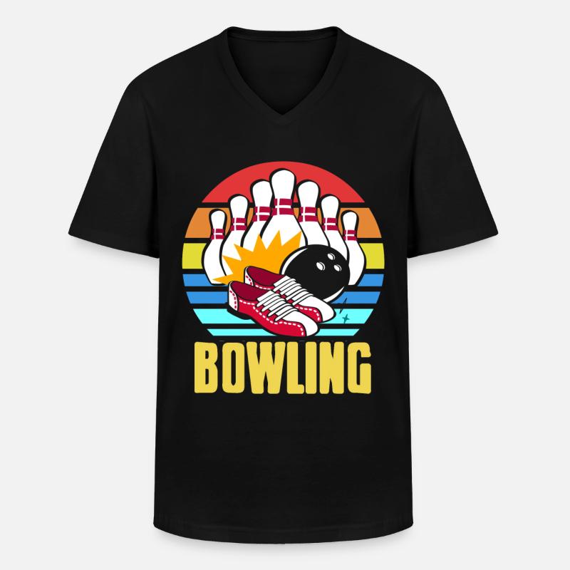 Bowling Kugel Team - Männer-T-Shirt mit V-Ausschnitt - Schwarz