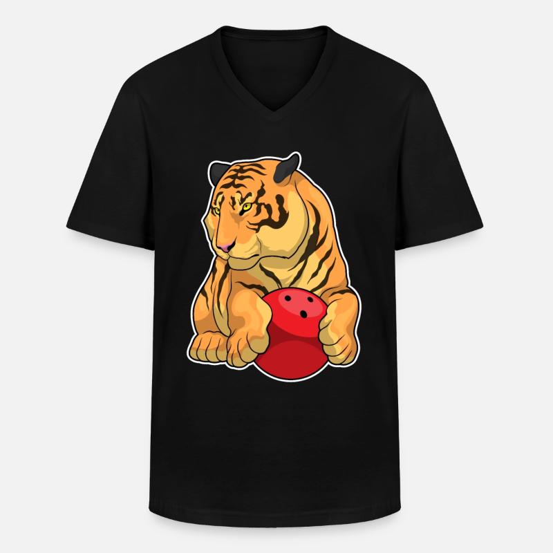 Tiger Bowling Palla da bowling - Maglietta da uomo classica con scollo a V - nero