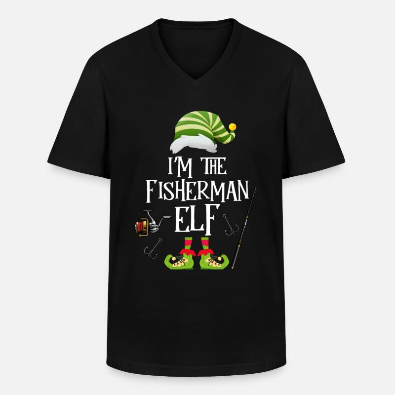 Fischerman Elf - Männer-T-Shirt mit V-Ausschnitt - Schwarz
