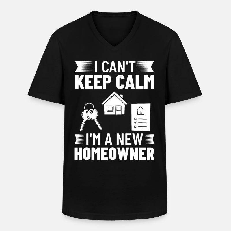 Hem Hem Hus Köp Fastighet - T-shirt med V-ringning herr - svart