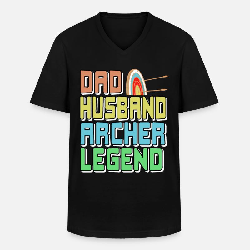 Dad Husband Archer Legend - Männer-T-Shirt mit V-Ausschnitt - Schwarz