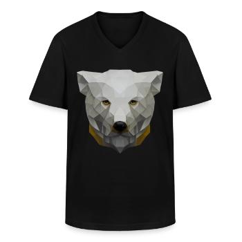 Polygon -Eisbärenkopf niedrige Polybären - Männer-T-Shirt mit V-Ausschnitt - Schwarz - Vorne - AI Model Male 178 dark (178cm)