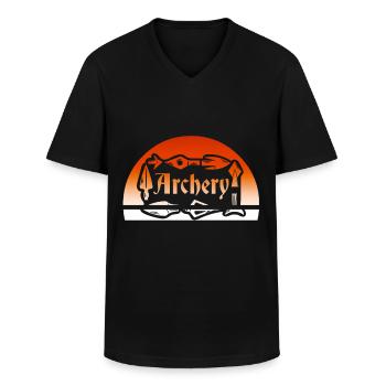 Archery Archer Bow and Arrow - Men's V-Neck T-Shirt - black - Front - AI Model Male 178 dark (178cm)