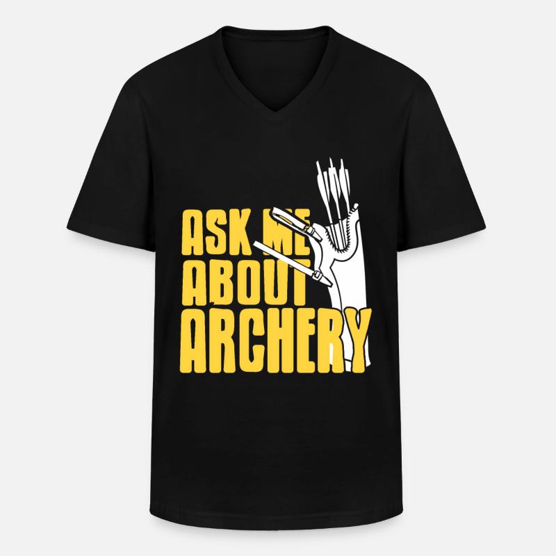 Ask me about Archery - Männer-T-Shirt mit V-Ausschnitt - Schwarz