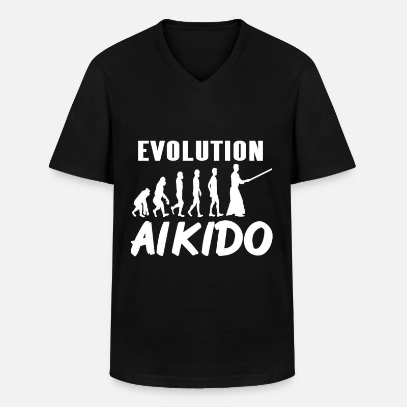 Evolution Aikido - Männer-T-Shirt mit V-Ausschnitt - Schwarz