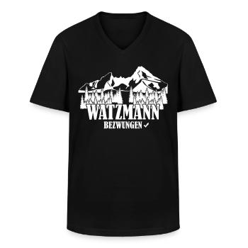 Watzmann Bergsteiger Watzmannmassiv - Männer-T-Shirt mit V-Ausschnitt - Schwarz - Vorne - AI Model Male 178 dark (178cm)