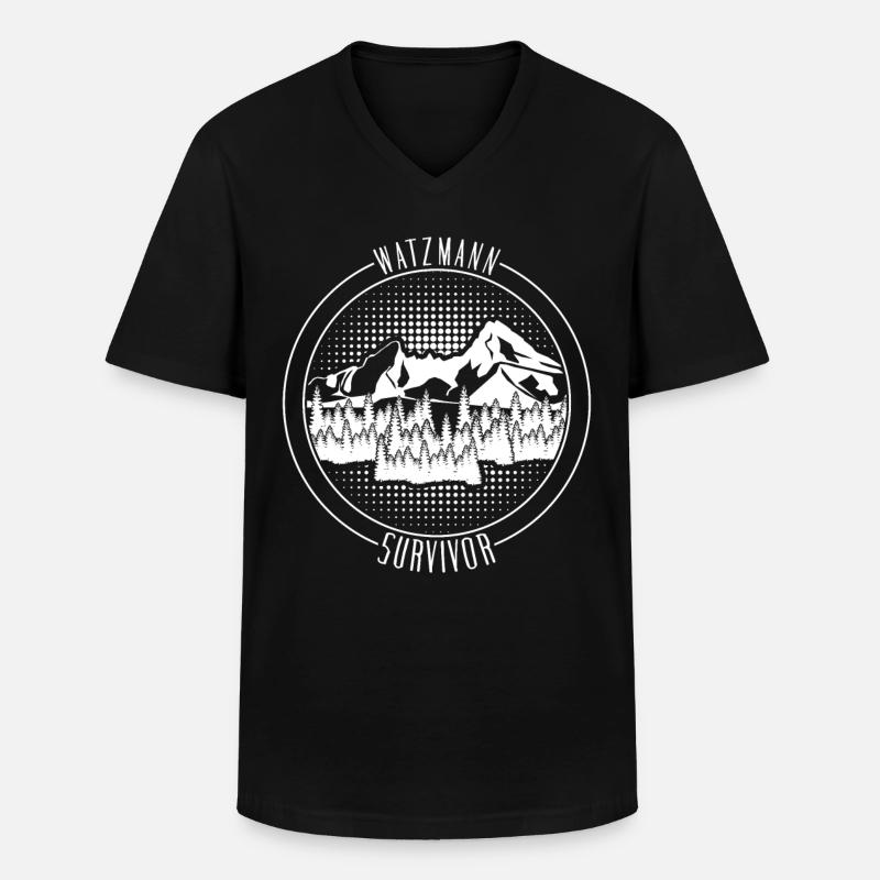 Watzmann Überlebender Watzmannmassiv - Männer-T-Shirt mit V-Ausschnitt - Schwarz