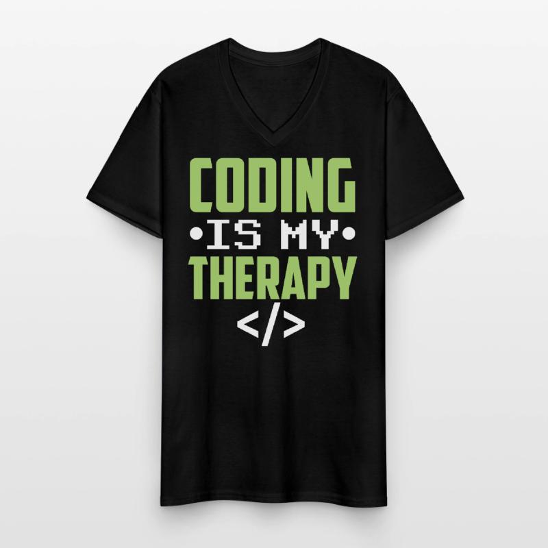 Programming is my therapy Coder Code Coding Men's V-Neck T-Shirt