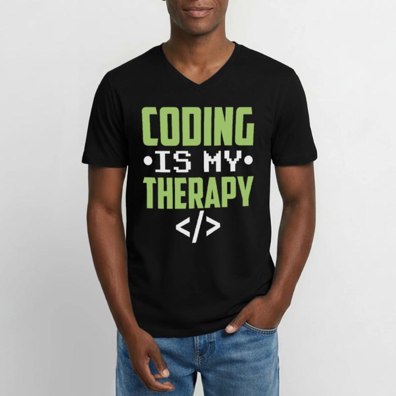 Programming is my therapy Coder Code Coding Men's V-Neck T-Shirt