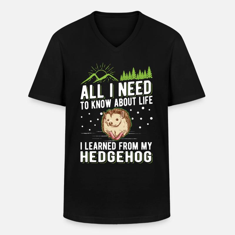 Igel Geschenk Stacheligel - Männer-T-Shirt mit V-Ausschnitt - Schwarz
