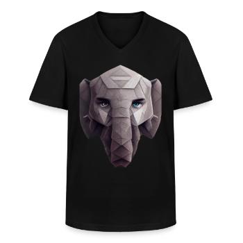 Netter Elefantenkopf Polygon niedriger Poly Elefan - Männer-T-Shirt mit V-Ausschnitt - Schwarz - Vorne - AI Model Male 178 dark (178cm)