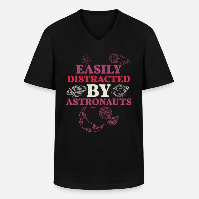 simplement distrait par les astronautes - T-shirt col V Homme - noir
