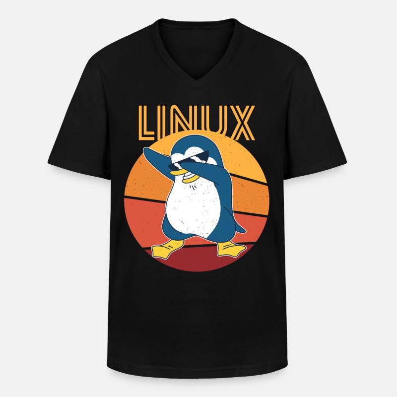 Linux Admin Cool Penguin Nerd Informatik - Klassisk herre T-shirt med V-udskæring - sort