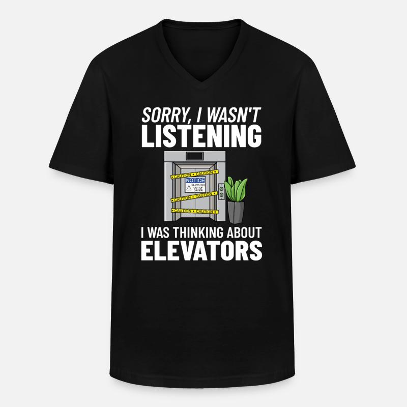 Technicien d’ascenseur Élévateur élévateur - T-shirt col V Homme - noir
