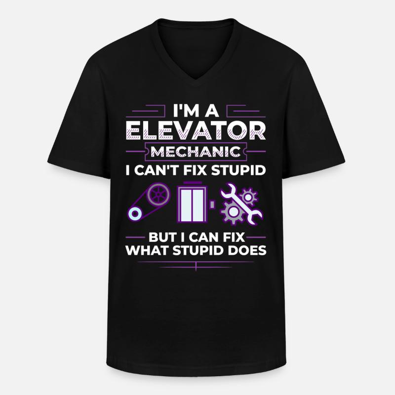 Technicien d’ascenseur Élévateur élévateur - T-shirt col V Homme - noir