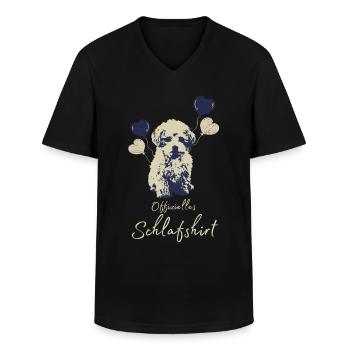 Offizielles Schlafshirt mit Pudel Herz Hundemotiv - Männer-T-Shirt mit V-Ausschnitt - Schwarz - Vorne - AI Model Male 178 dark (178cm)